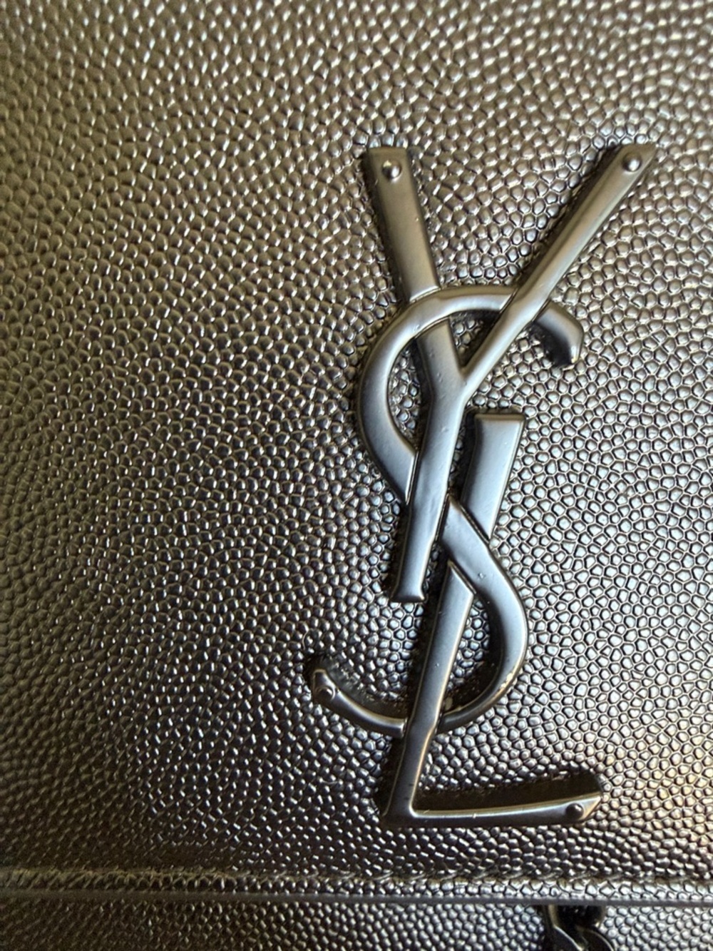 Saint Laurent Black Pebbled Leather YSL Chain Shoulder Bag - Picture 10 of 11
